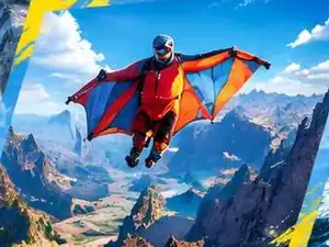 Pilote en wingsuit survolant les sommets, collection AIR