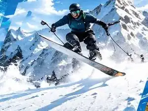 Skieur freeride dans une pente enneigée, collection FREESKI